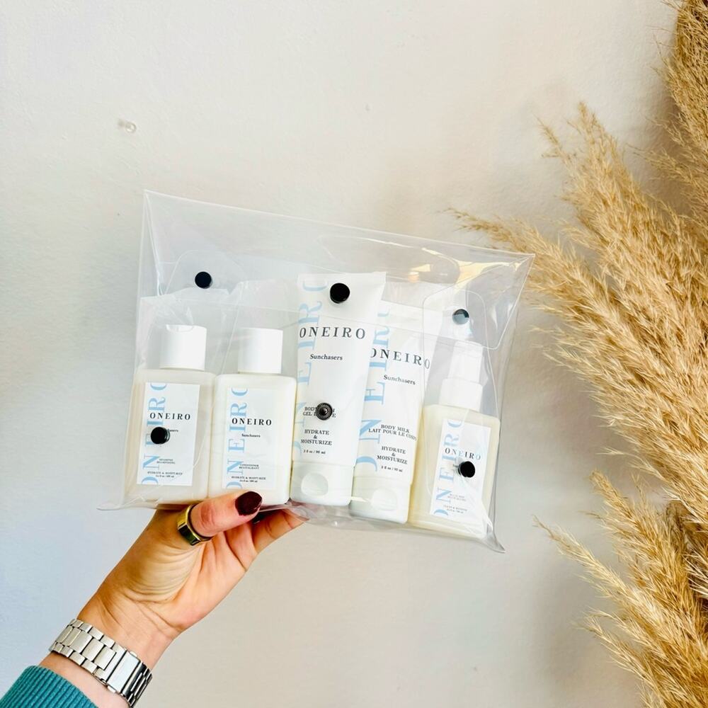 NEW ONEIRA Sunchasers Travel Hair Care Body Wash Collection Bundle Kit Bag